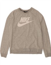NIKE Womens Graphic Sweatshirt Jumper UK 14 Medium Grey Cotton DL11