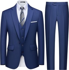 Men's 3 Piece Slim Fit Suit One Button Blazer Vest Pants Set for Business Weddin