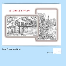 CP M 47106-169 POSTCARD 2 DRAWINGS 47 THE TEMPLE ON LOT