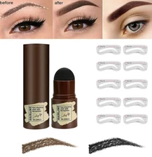 Waterproof Eyebrow Stamp Brow Shaping Kit Definer Makeup Powder Stencils Set USA
