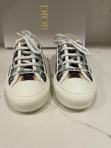 DIOR WALK'N Bordado Corbata Algodón Flat Lace Up Low Top Sneakers Shoes $990 - Imagen 5 de 12