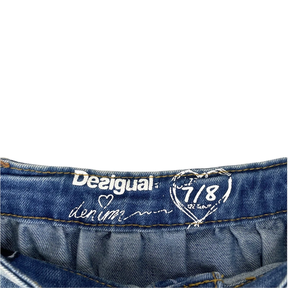 Desigual Niñas Talla 7/8 Graffiti Patinador Botón A Denim Falda Línea Logo Foto 3 de 4