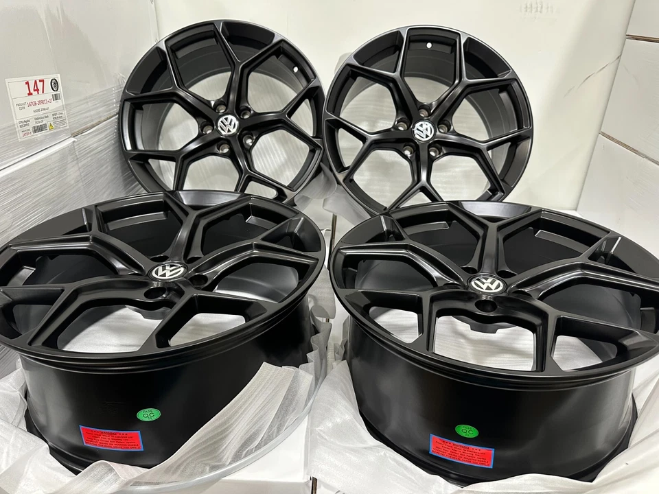 4 NEW 19" VW Black Wheels Rims 5x112 ET32 Fits: Volkswagen Atlas Tiguan Arteon - Image 2 of 4