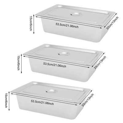 3 Pcs-6 Inch Deep Steam Table Pans With Lid  Full Size Stainless Steel Hotel Pan