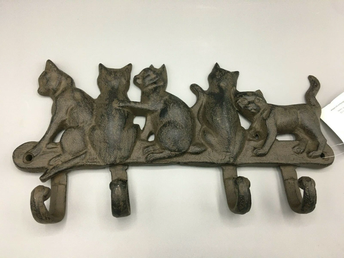 Giftcraft Cast Iron Wall Hooks - CAT design 4 hooks