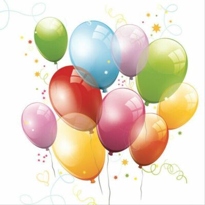 Two Individual Paper Luncheon Decoupage Napkins Happy Birthday Balloons Art Kids