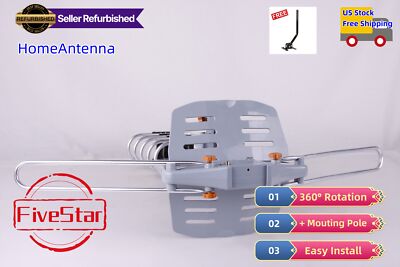 Outdoor Amplified HDTV Antenna Motorized 360° Rotation 1080P 4K w/ Pole