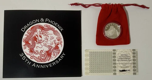 2024 1 Oz .999 Silver Medal Dragon & Phoenix 35th Anniversary Proof Medal