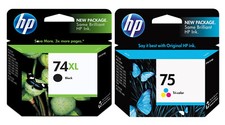 2PK GENUINE HP 74XL  HP 75 Ink Cartridge for Photosmart C4480 C4580 C4599 C5580