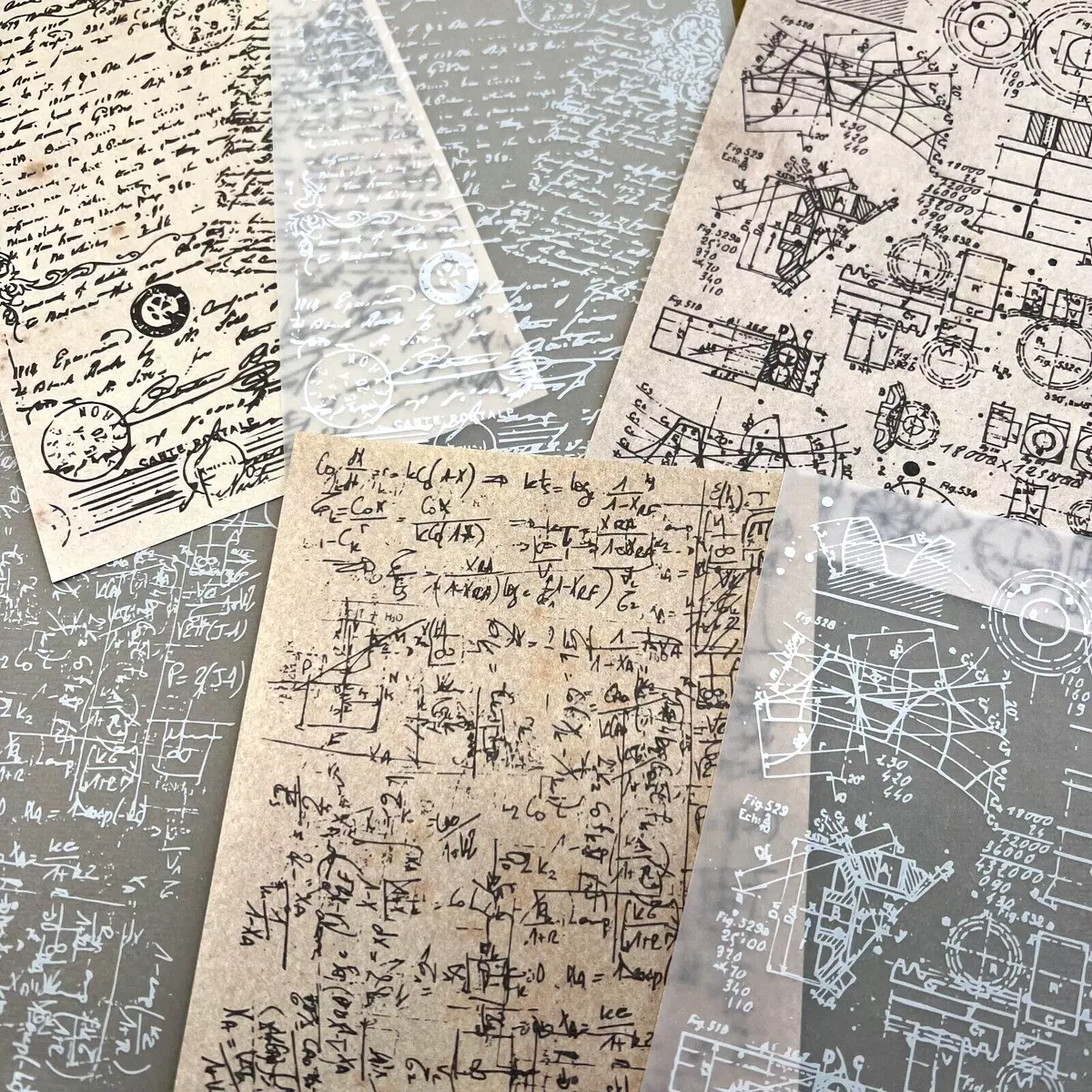 Math Equation Schematic Vintage Aesthetic Paper & Vellum Junk