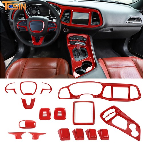 19x Red Interior Accessories Cover Trim Full Kit Decor for Dodge ...
