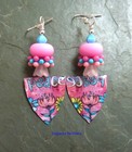 Pink Peace Flower Earrings, handmade earrings Colorful Fun Whimsical Flowers — photo 2