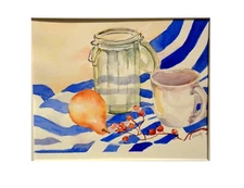 Still Life with Jar, Transparent watercolor  signed by artist