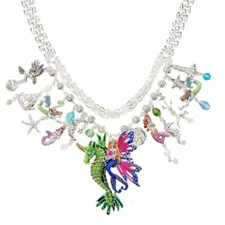 Kirks Folly Magical World Of The Sea Fairies Couture Necklace Silvertone #6