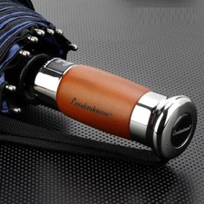 Automatic Umbrella Double Layer Windproof Pongee Cloth Wooden Handle Outdoor