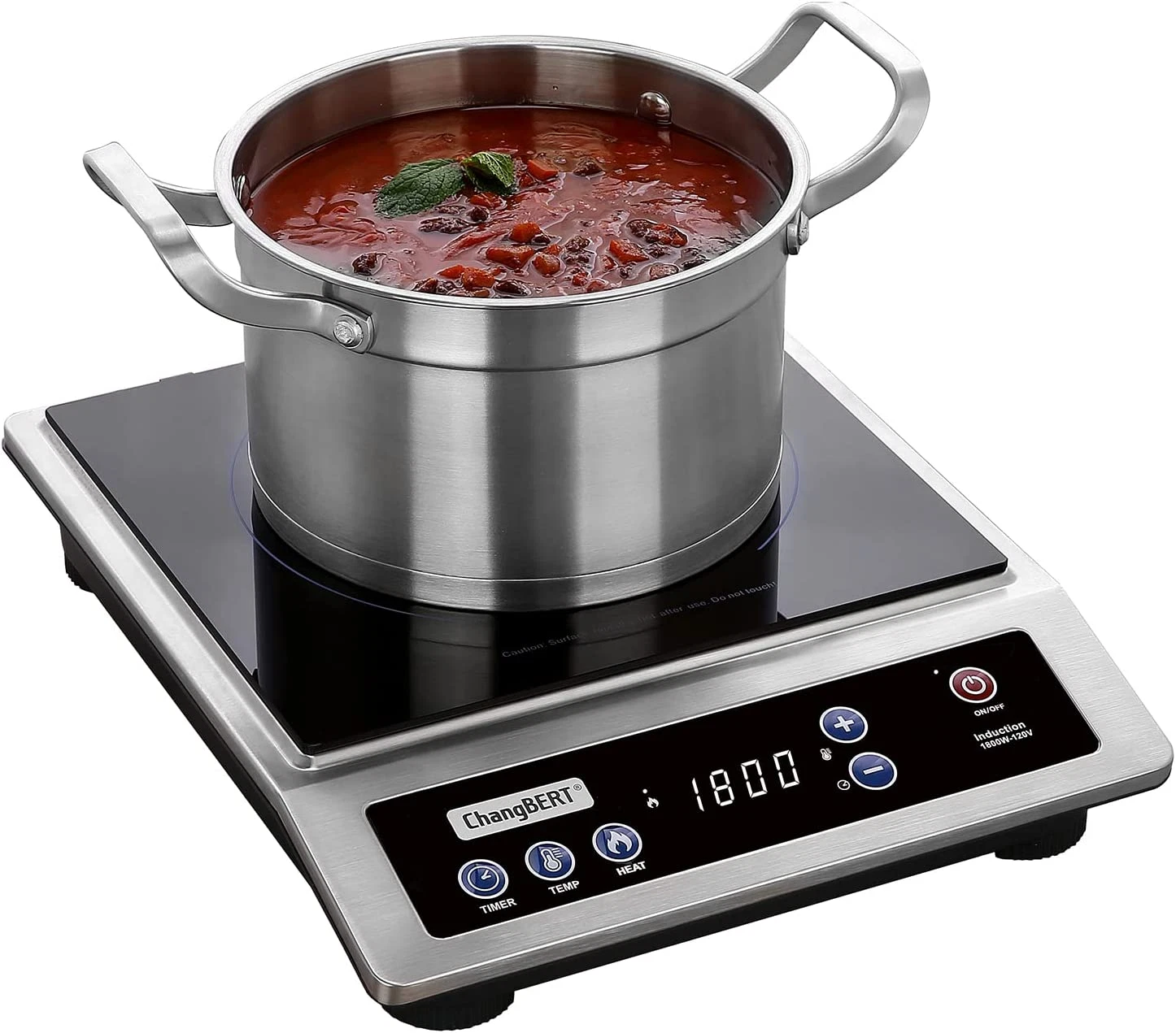 Induction Cooktop, Commercial Grade Portable Cooker, Large 8” Heating Coil, 18/1