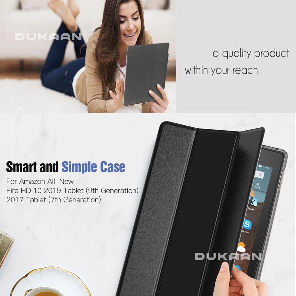 Leather Cover Magnetic Smart Tablet Case for AMAZON Kindle Fire HD 10, HD 8", 7" - Image 3 of 4