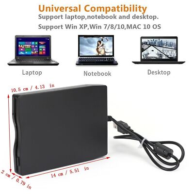 USB 2.0 Data External Floppy Disk Drive 3.5'' 1.44MB For Laptop PC Mac Win 7/8/10