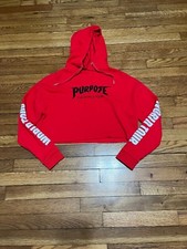 H&M Justin Bieber Hoodie Womens Sz XS Cropped Pullover Purpose World Tour Red