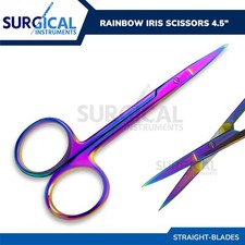 Rainbow Iris Scissors 4.5" Straight Surgical Dental Instruments German Grade