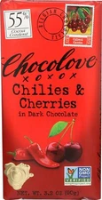 Chocolove Dark Chocolate Chilies And Cherries Bars 3.2 Oz Pack Of 4