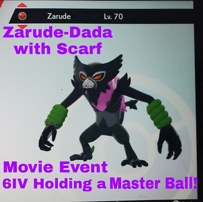 Zarude Dada w/ Scarf Mythical Pokemon Sword & Shield Perfect IV 25th Movie Event