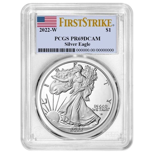 2022-W $1 1-oz Proof American Silver Eagle PCGS PR69DCAM FS Flag Label