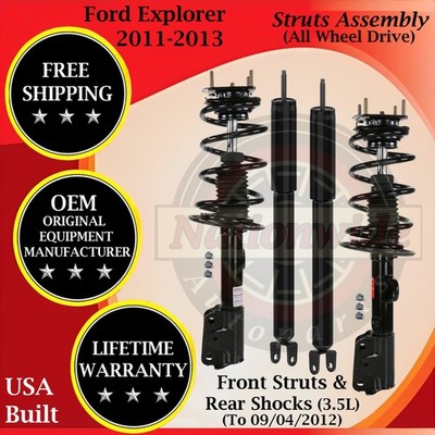 Monroe OEM Front Strut & Rear Shock For 2011-2013 Ford Explorer 4X4 Lifetime Wa.