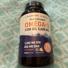 Triple Strength Omega 3 Fish Oil Supplement 2400 mg - EPA & DHA Fish Oil Omega 3