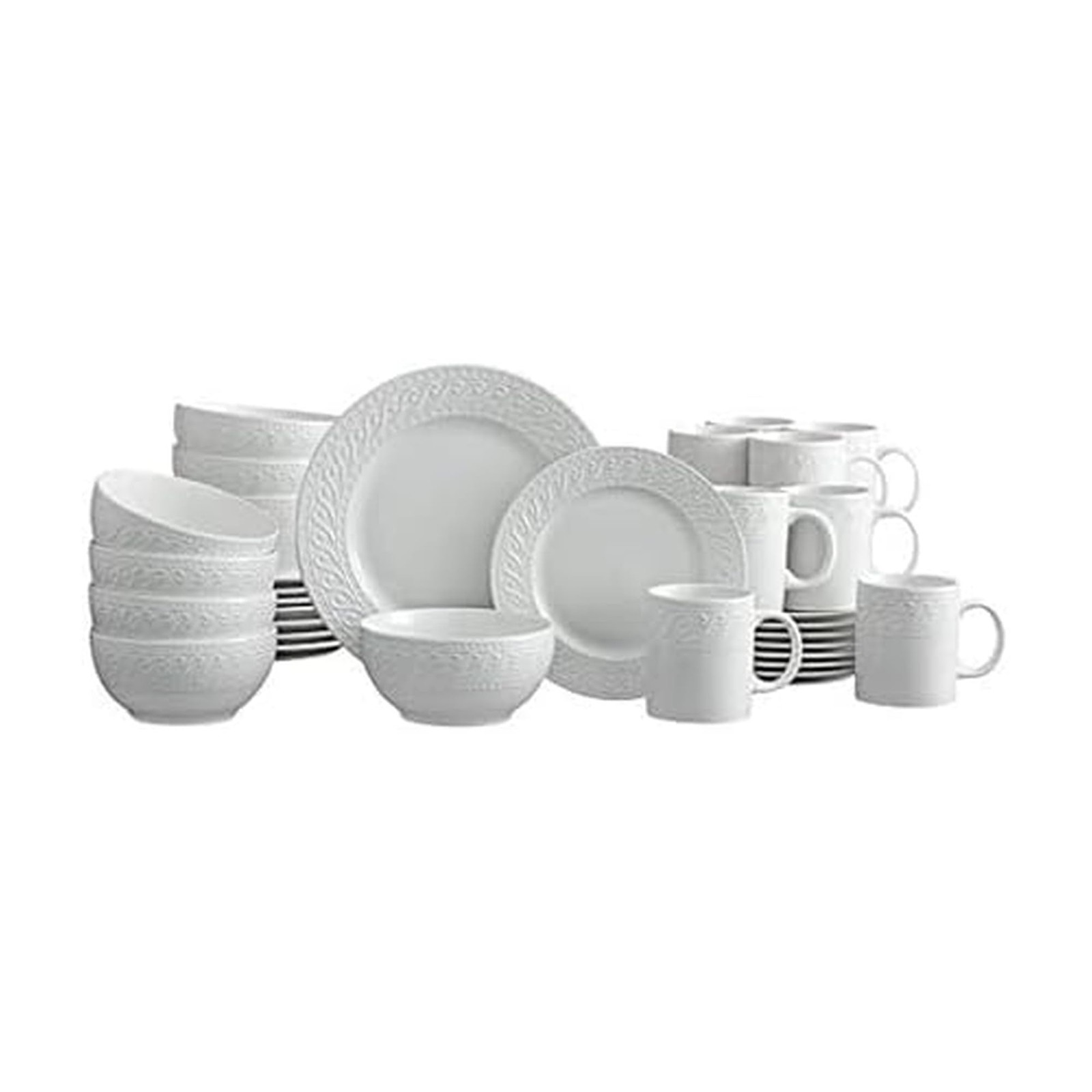 Pfaltzgraff Sylvia 32-Piece White Dinnerware Set, Service fo