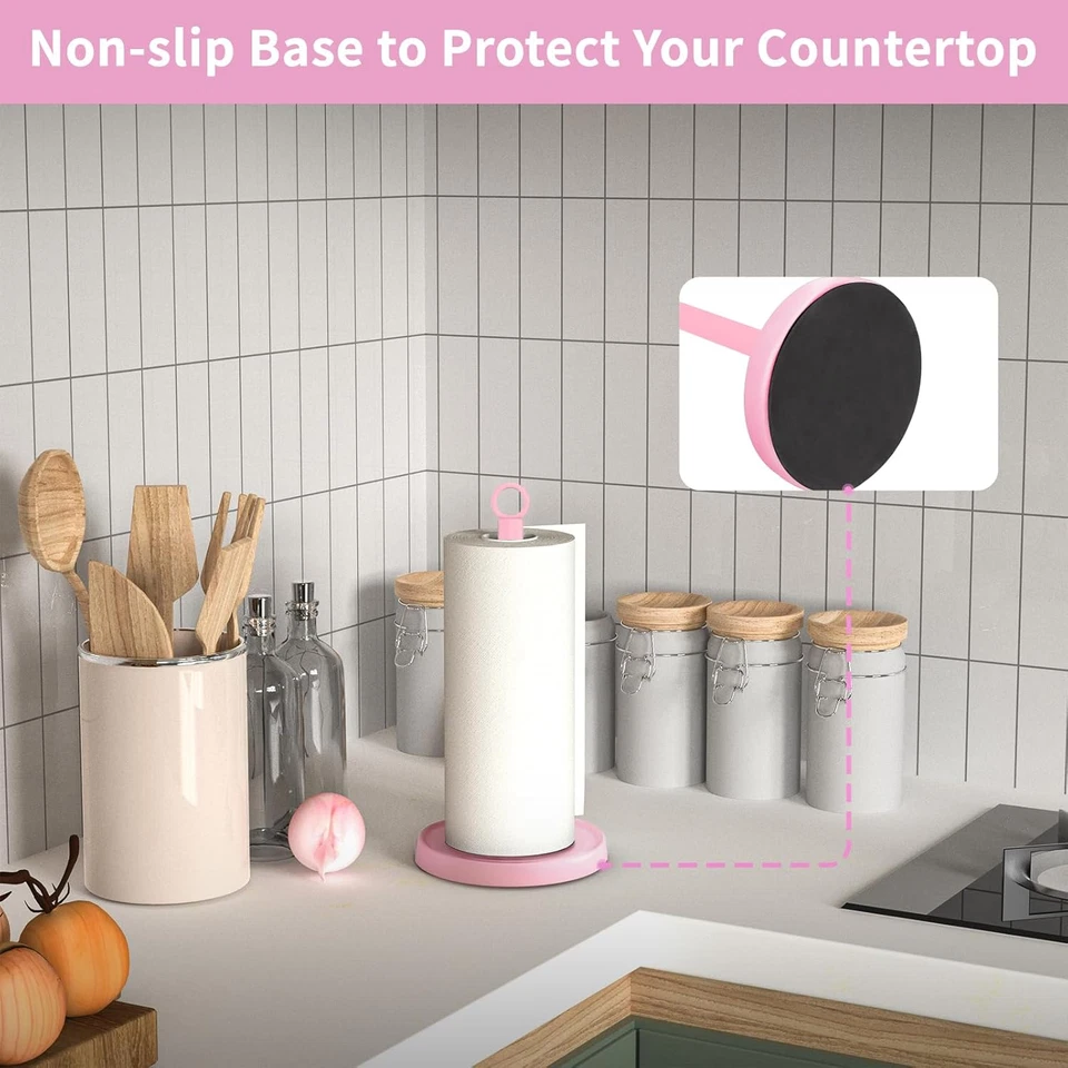 Pink Paper Towel Holder Countertop, Pink Kitchen Accessories Decor, Stainless St - Image 4 of 4