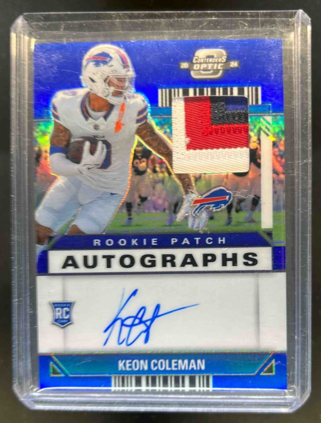 2024 Contenders Optic Keon Coleman Rookie Patch Auto RC Blue Prizm #43/50 Bills