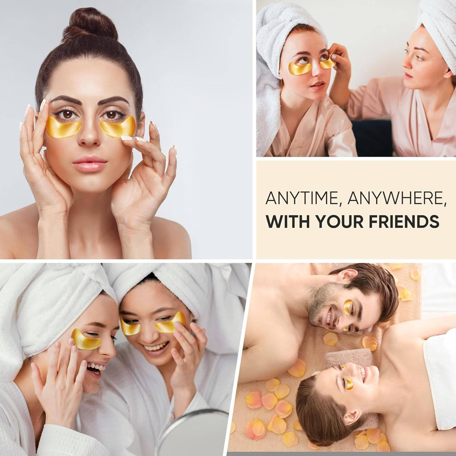 20Pcs (10Pairs) 24K Gold Under Eye Patches for Dark Circles, Puffiness Wrinkles