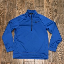 Mens Nike Therma Quarter Zip Blue Dri-Fit Pullover Shirt Size. Large