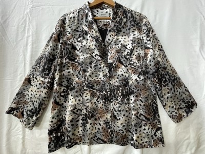 Drapers & Damons Da-Rue Womens Button Up Blazer Jacket XL Leopard Animal Print