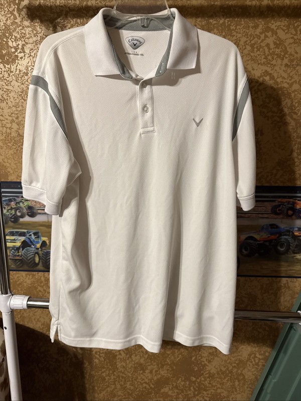 CALLAWAY GOLF POLO SHIRT LARGE WHITE GRAY