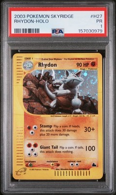 2003 POKEMON SKYRIDGE #H27 RHYDON-HOLO PSA 1
