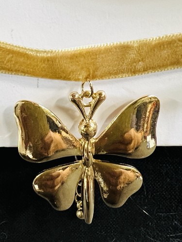 Butterfly Velvet Layer Choker & Earrings NWT Urban Outfitters Gold tone - Picture 5 of 6