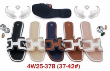 Women's Flat Sandals Slip-On Contrast Stitching Lightweight Synthetic Multi-Col