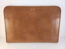 Carpeta de negocios cartera de cuero de vaca de grano superior marrón con cremallera Softan Wear mejor