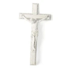 BC Catholic Crucifix Wall Cross, Jesus Christ Wall Decor 12.2"L x 6.3"W White