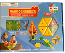 Gear Engineer Magnetic Building Blocks 55 Piece Set Stem Jr. Age 3+ Unisex