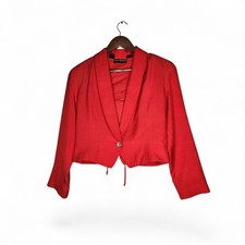 1990s Anne Klein Vintage Silk Jacket in Red Size 6