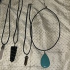 PRECIOUS STONE PENDANT NECKLACE VINTAGE JEWELRY Lot Of 14 Pic — photo 3