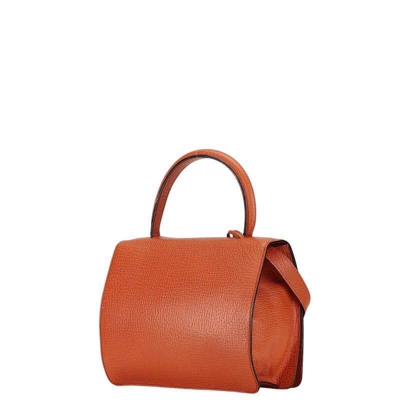 Loewe Logo Barcelona Orange Leather Shoulder Bag Vintage Authentic