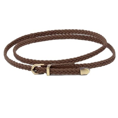 COTIM COYIN Women's Skinny Braided Leather Belts, Thin Woven Waist Belts for ...