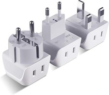 Ceptics Complete European Travel Adapter Set - 2 In 1 Usa to Europe, White