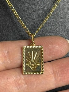 Authentic B6501 EVRY 18" Figaro gold plated Chain Pendant Necklace Sunrise Ocean Sun