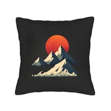 Stylized Mountain Landscape Throw Pillow Covers 18x18 Set of 2 - White Peaks