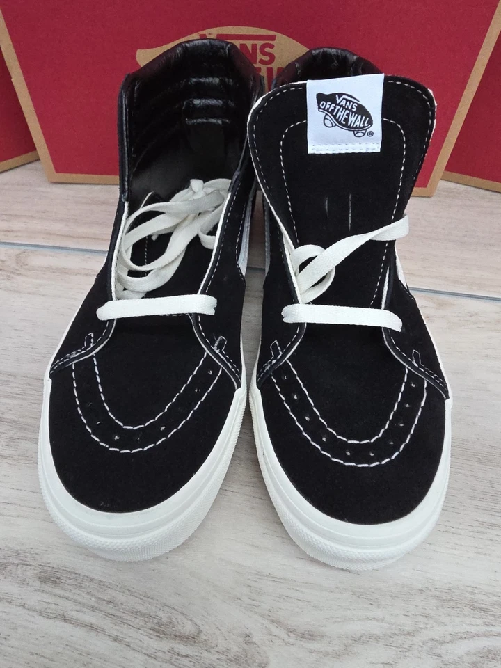 Vans Sk8 Hi Negro Blanco Juvenil Patín Con Cordones Zapatillas Altas Elige Talla NUEVO  Foto 4 de 4
